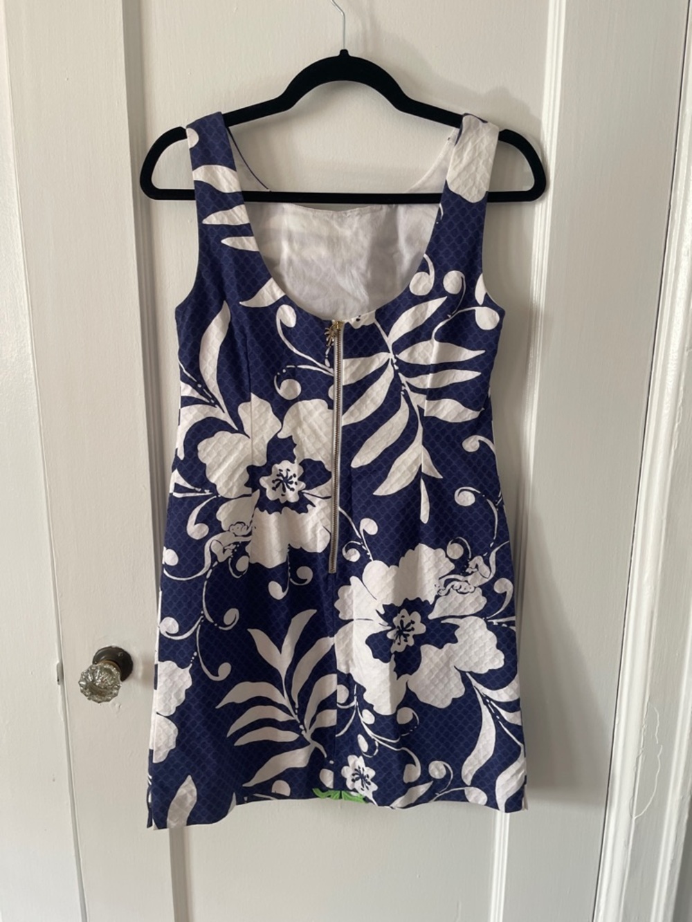 Lilly Pulitzer Delia Navy, White & Lime Green Tropical Floral Shift Mini Dress - Picture 6 of 10